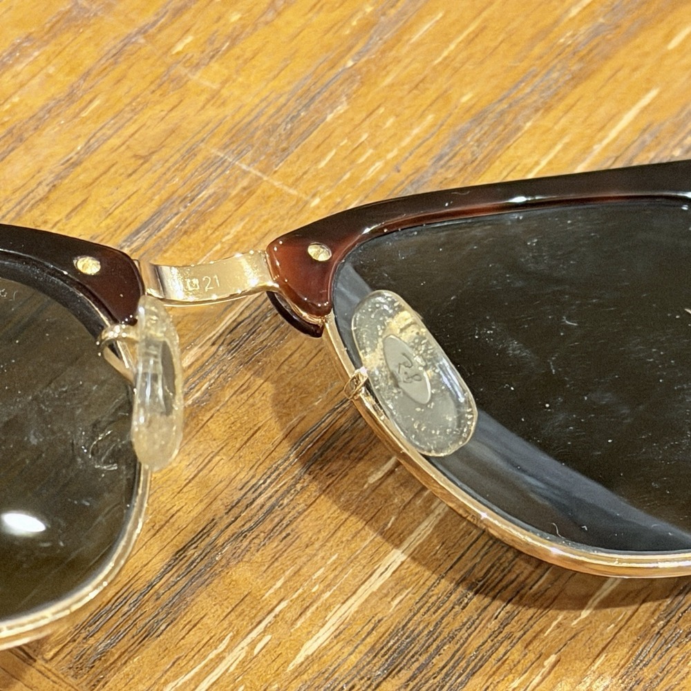 Ray-Ban RB3016 Clubmaster W0366 49mm Tortoise Gold G-15 Green Sunglasses Italy - Picture 10 of 13
